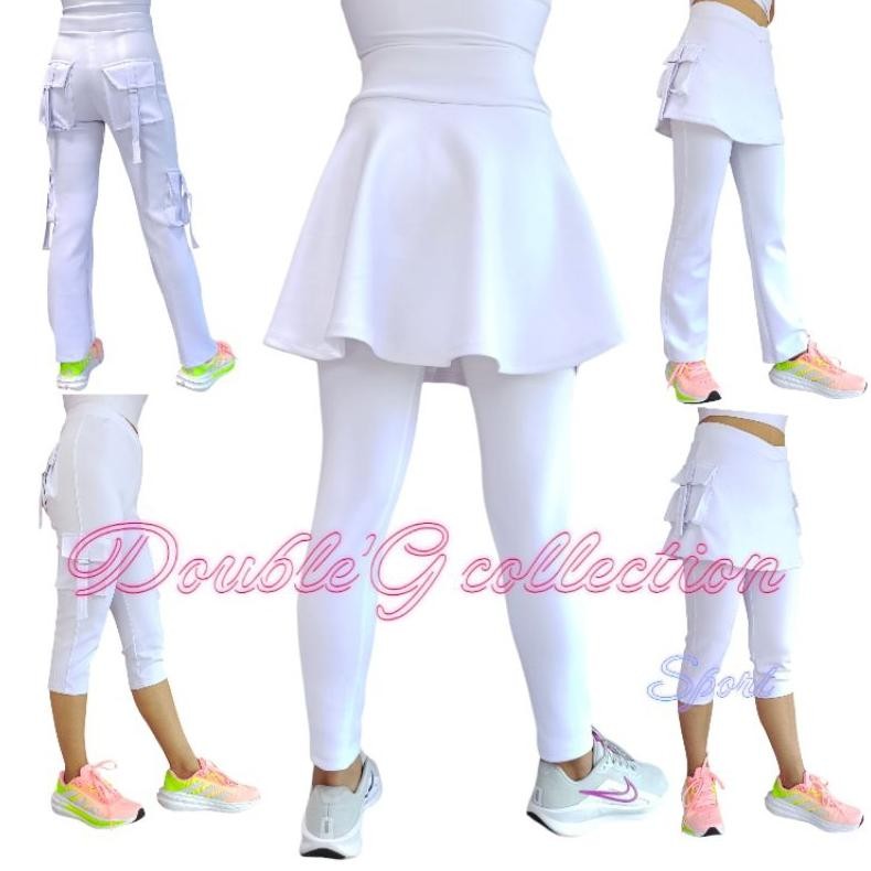 DoubleG collection/celana senam cargo putih/celana panjang olahraga wanita celana rok kantong) leggi
