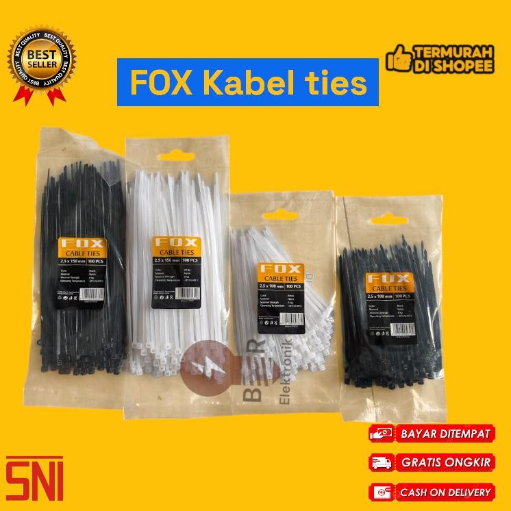 

Promo Fox Kabel Ties Ukuran 2.5X100 2.5X150 3.6X200 3.6X250 3.6X300 4.8X380 Hitam Putih Termurah Bestseller