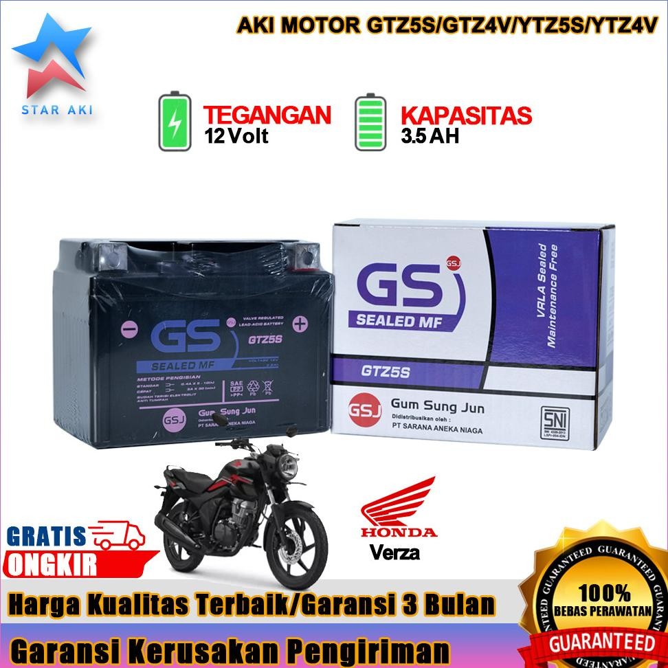 ''Terlaris" Aki Motor Honda Verza Aki Kering Accu Kering Mf Gtzs Murah