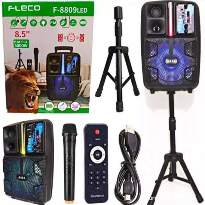 TERBARU speaker bluetooth karaoke 8,5 inch mic wireless x bass radio fm 5000watt LED xtra bass Best 