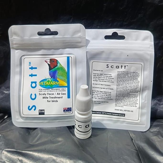 VETAFARM SCATT 5 ml OBAT KUTU TETES IMPORT BURUNG MERPATI KICAU MACAU