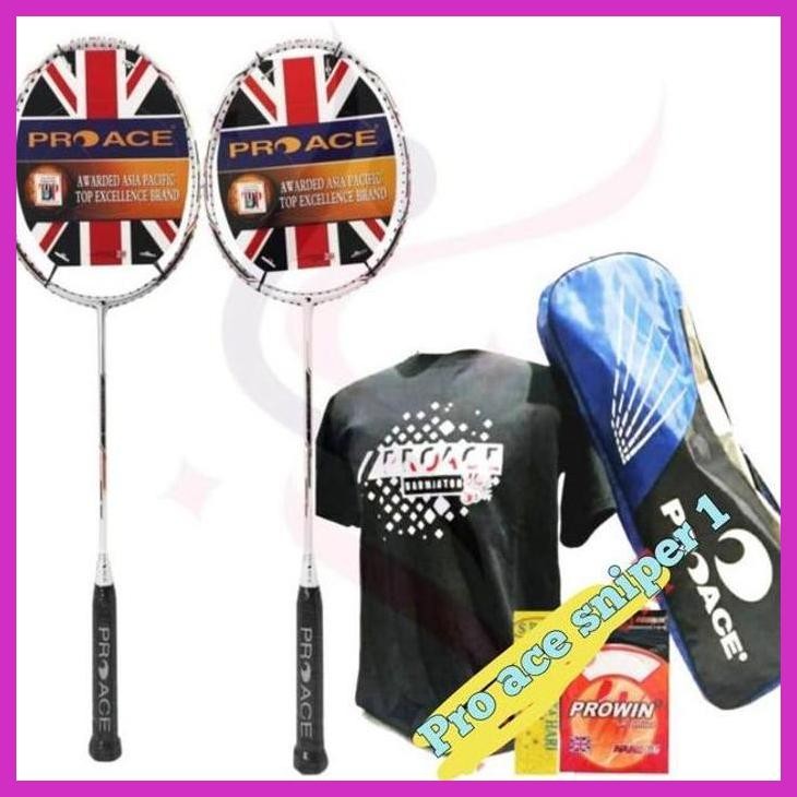 (OLAHRAGA) RAKET BADMINTON PRO ACE SNIPER 1 KOMPLIT SET +TAS ORIGINAL PRIVASI AMAN