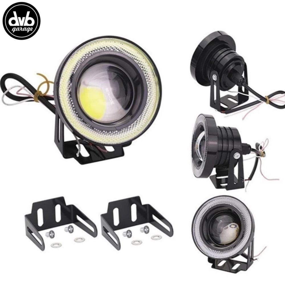 (2 PCS) LED ANGEL EYES FOGLAMP 3,5 INCH 89MM FOG LAMP UNIVERSAL