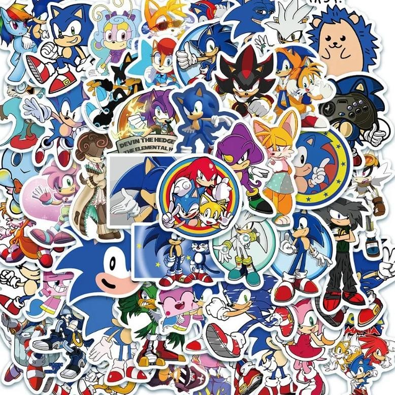 

50Pcs/Set Cartoon Sonic Stickers Hedgehog Anime Toys Cartoon Graffiti Sticker For Water Bottle Laptop Luggage