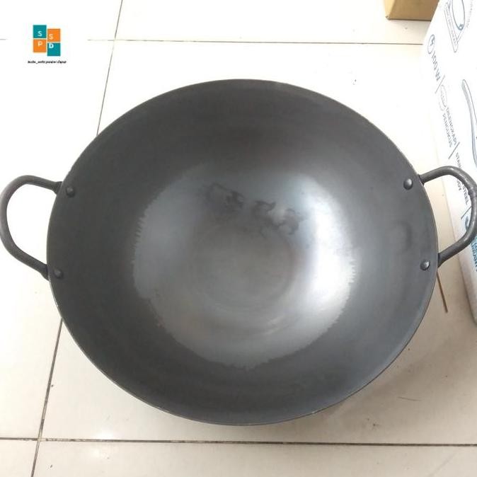 Wok Baja Hitam 45Cm|Kuali Wajan Baja Hitam Tebal Berkualitas 45Cm