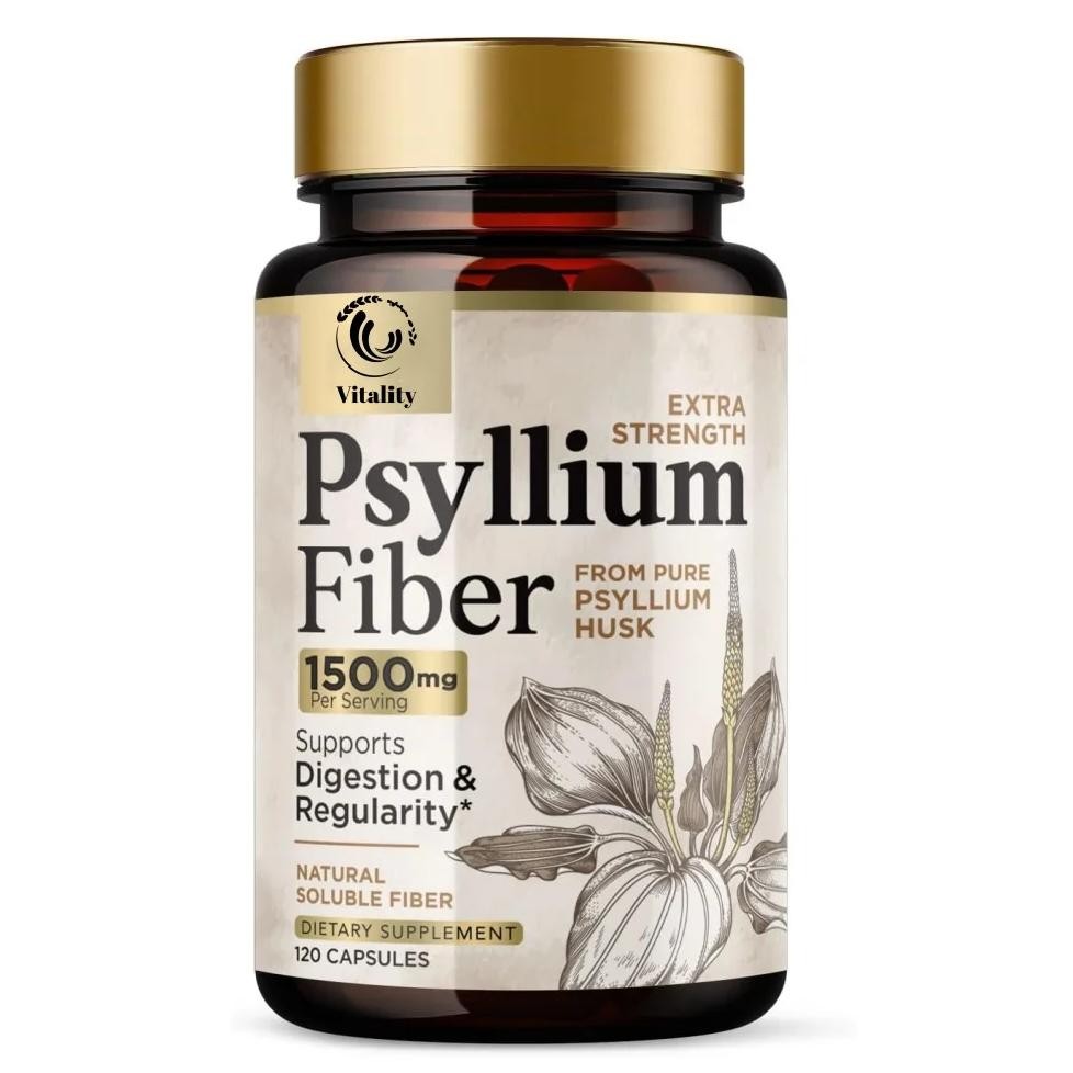 Fiber Supplement, Psyllium Husk Fiber Capsules 1500Mg - Daily Fiber Pills, Psyllium Husk Caps Suppor