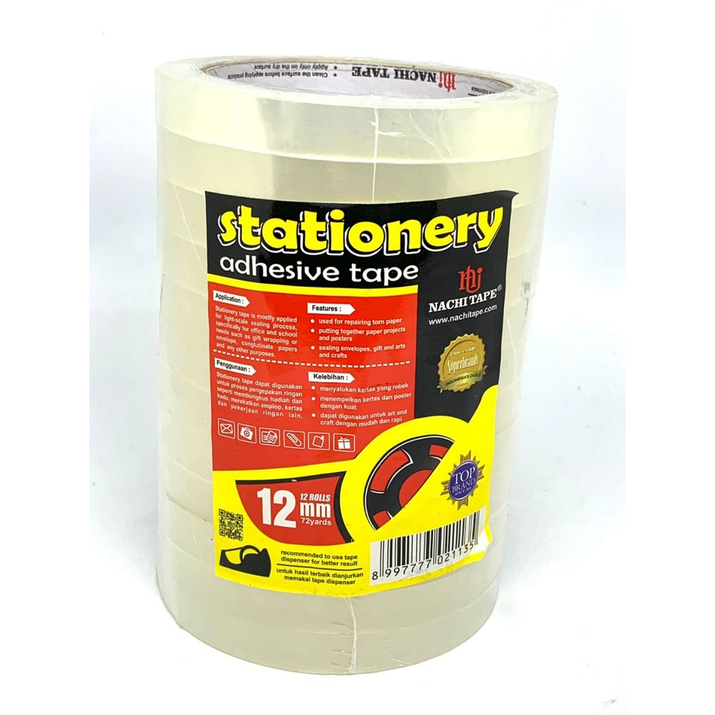 

(PER SLOP) ISOLASI INDUSTRI NACHI TAPE 12mm 24mm SELOTIP SOLATIP LAKBAN SOLASI ISOLASI NACHI