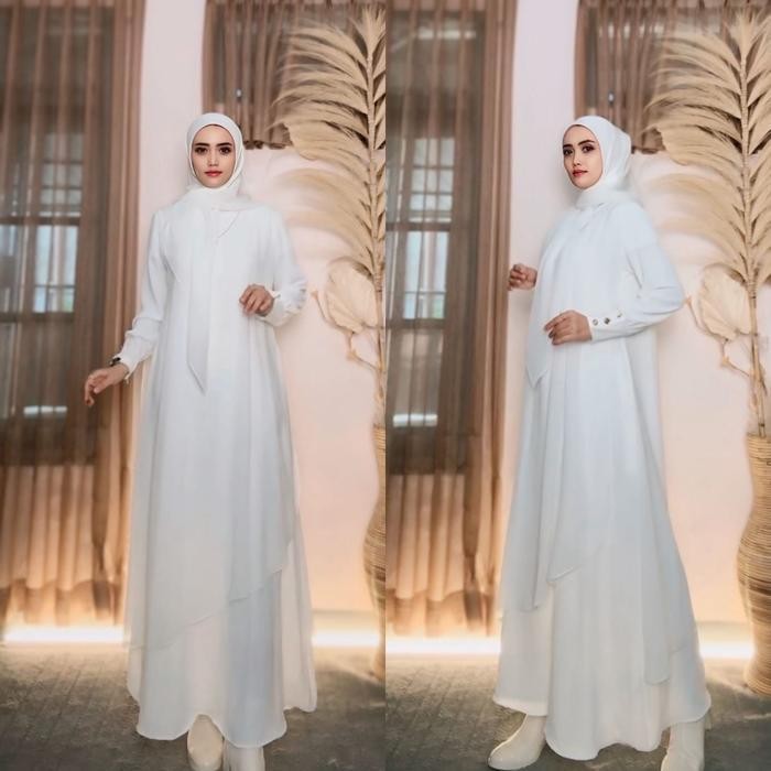 Ef Parayou ~ Alina Gamis Wanita Set Hijab Polly Cotton & Cadar Busui Friendly Airflow Dress Kondanga