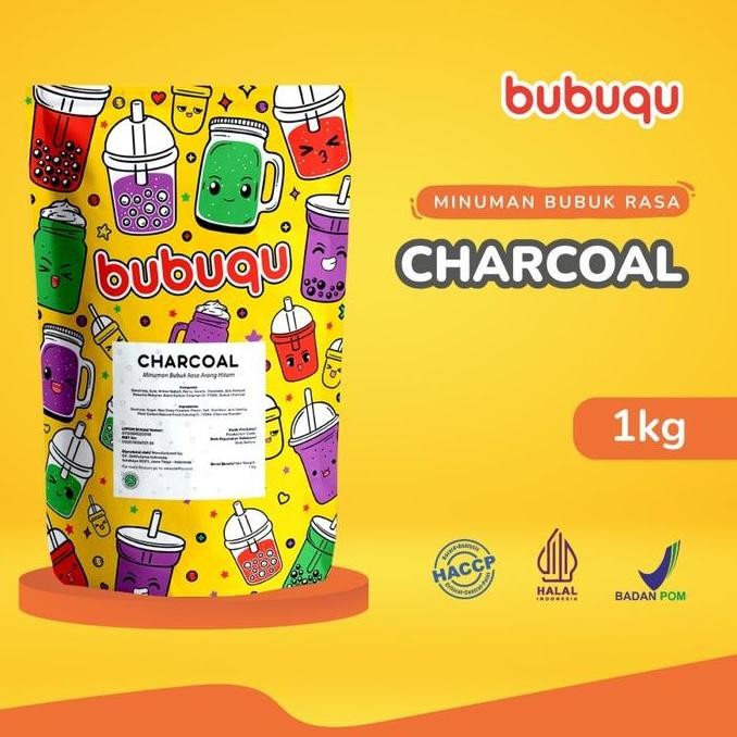 

baru bubuk minuman charcoal hitam 1kg bubuqu - powder drink kekinian serbuk arang