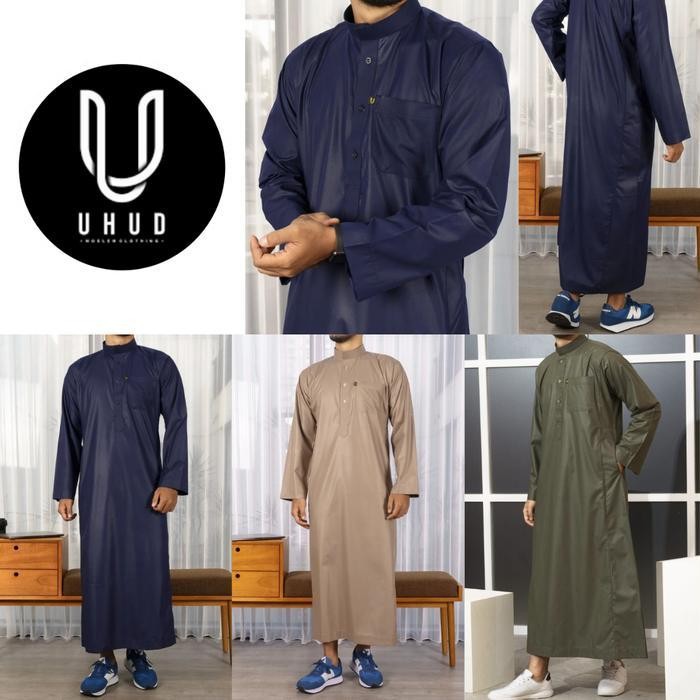 Gki Gamis Pria Jubah Uhud Basic Polyester Platinum Al Haramain