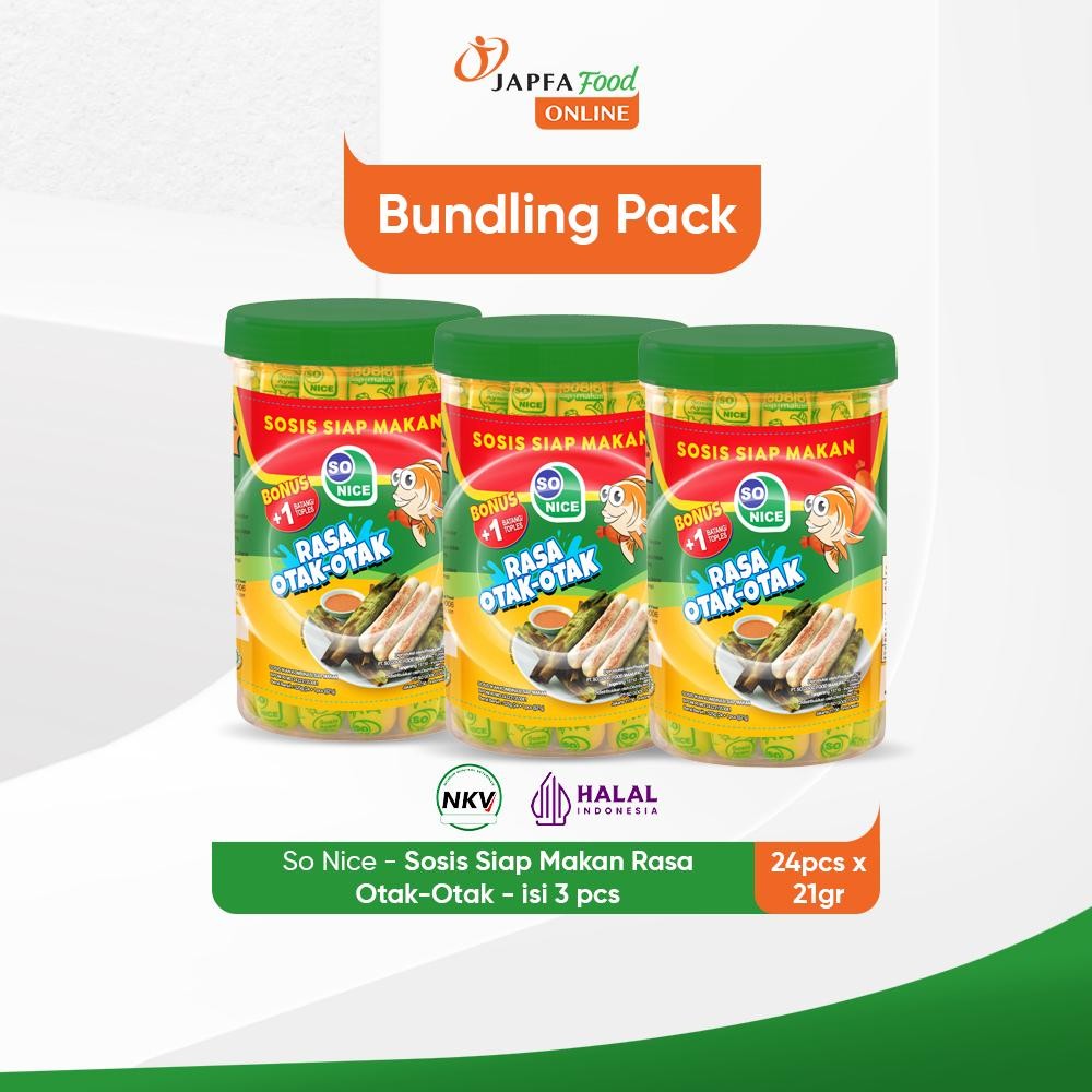 

So Nice Sosis Siap Makan Rasa Otak-Otak 24 + 1 Pcs - Isi 3 pack