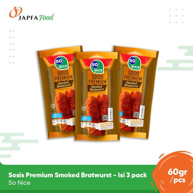 

So Nice Sosis Premium Smoked Bratwurst 60gr - Isi 3 pcs