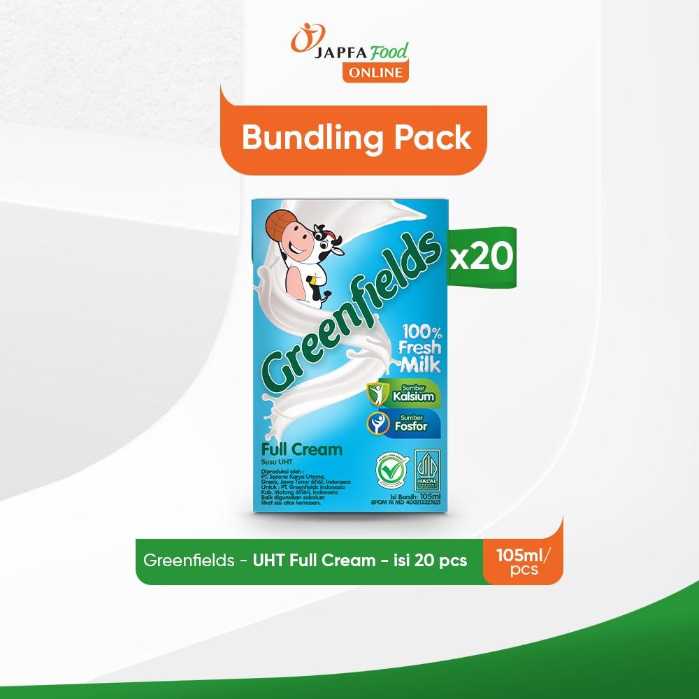 

Greenfields Susu UHT Full Cream 105 ml - isi 20 pcs -100% Fresh Milk dari Greenfields Farm