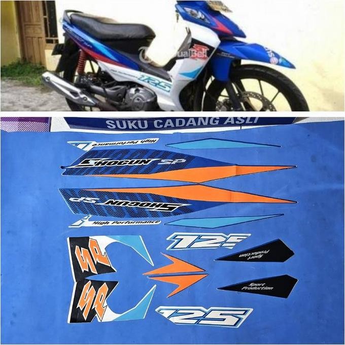 TERMURAH STRIPING STIKER LISH FUL BODY SHOGUN 125 SP FL ROBOT BIRU PUTIH