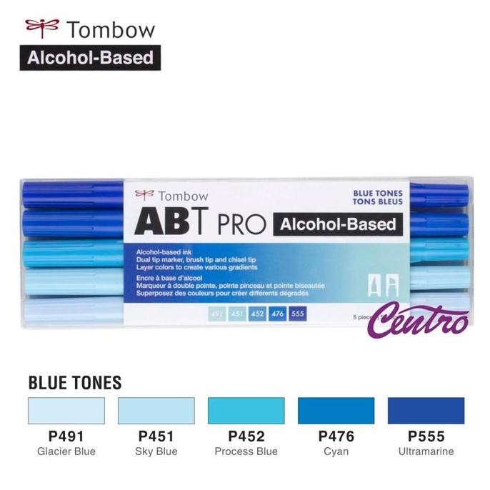 

TERMURAH - Tombow ABT Pro BLUE Tones Art Markers Set 5 Colors Dual Tip Brush Pen