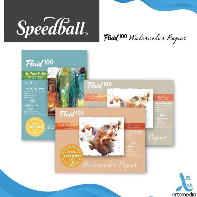 

BEBAS ONGKIR - Kertas Cat Air Fluid 100 Speedball 6'x8' Watercolor Paper Blocks