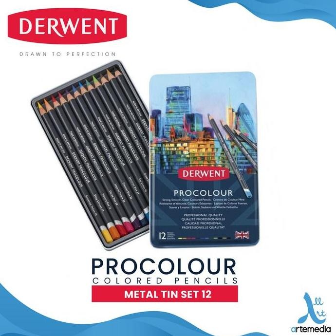 

TERMURAH - Pensil Warna Derwent Procolour 12 Pencil Color Metal Tin Set
