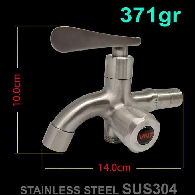 BARU KRAN CABANG STAINLESS SUS 304 ENGKOL MESIN CUCI VNT - KRAN TAMAN STAINLESS