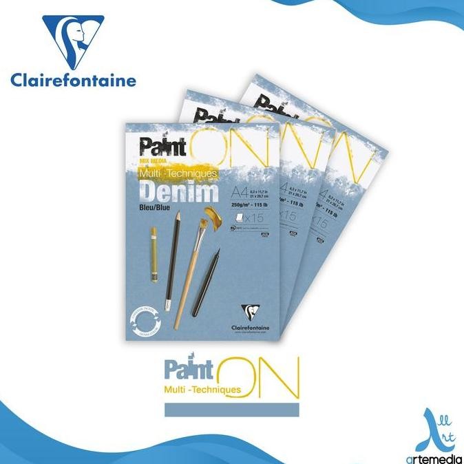 

Sale Kertas Gambar Clairefontaine Paint On A4 Denim Multi Techniques Pad