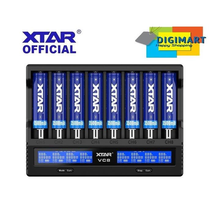 siap kirim xtar vc8 charger type-c 8x21700 protected battery charger