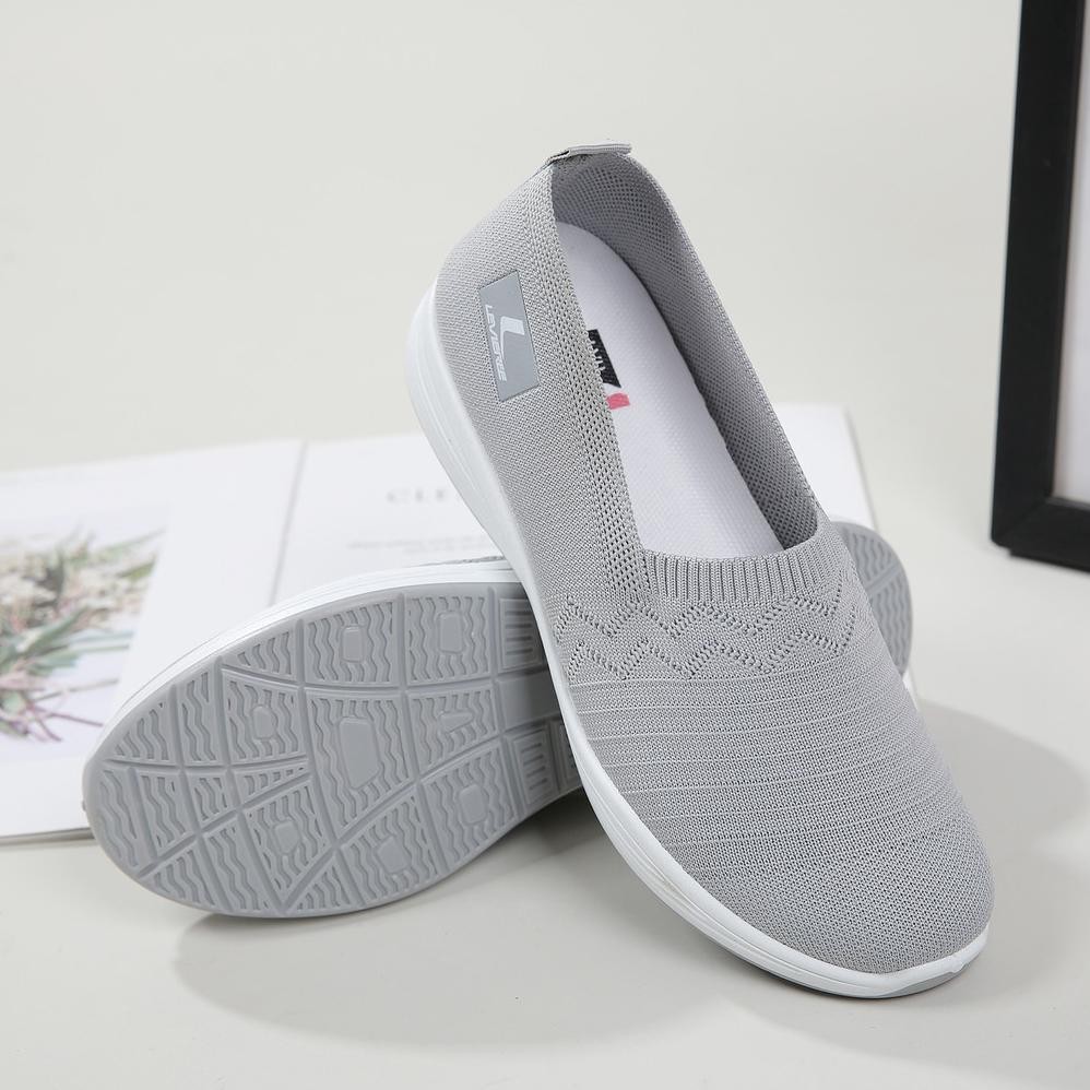 LVR LV0343 Sepatu Slip On Wanita Sepatu Rajut Wanita Motif Zigzag
