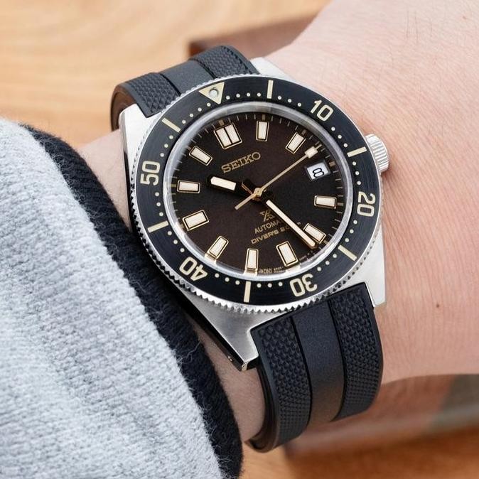 Baru 20mm Strap-X Pro SPX1C Rubber Strap Hitam Black for SEIKO 62MAS 63MAS