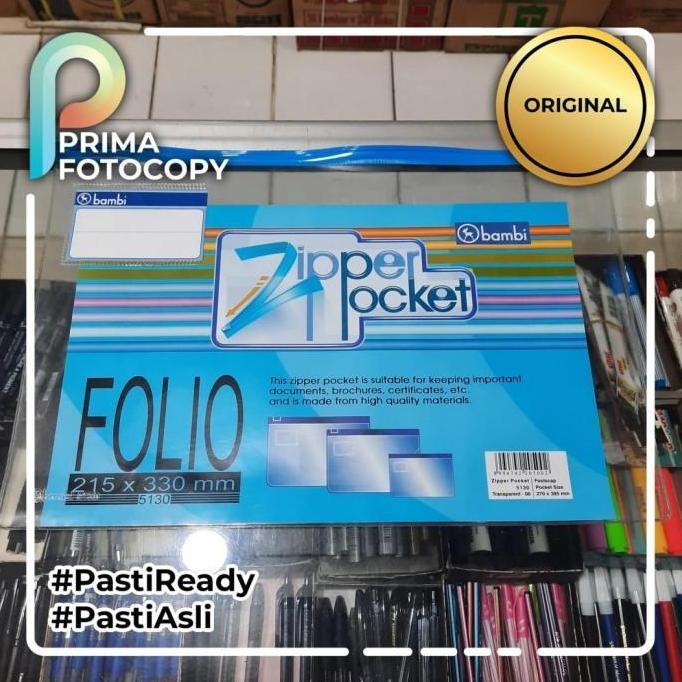 

New Map Zipper Pocket F4 Folio Legal Bambi | Pelindung Dokumen Sleting A4