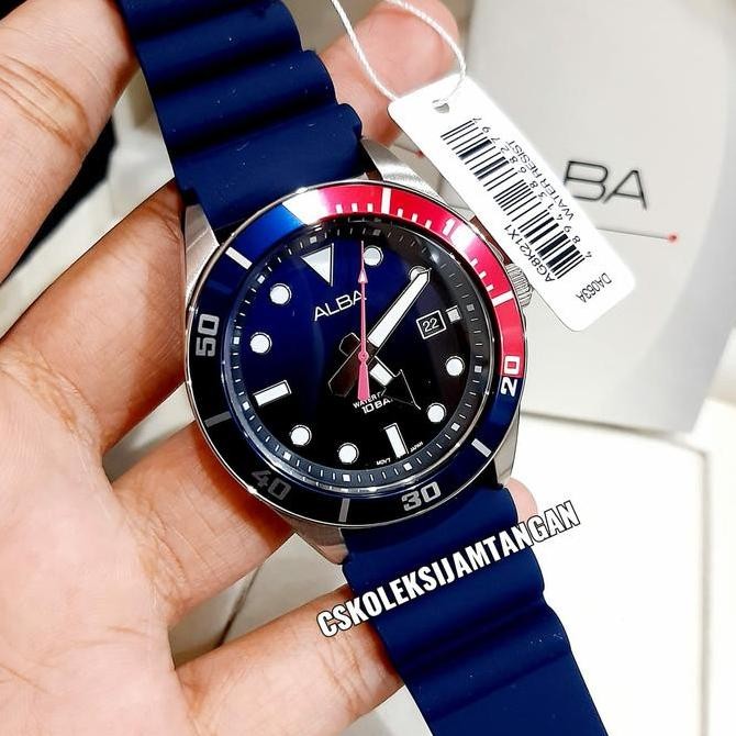 Baru JAM TANGAN PRIA ALBA AG8K21X1 SILVER BLUE PEPSI ORIGINAL BERGARANSI