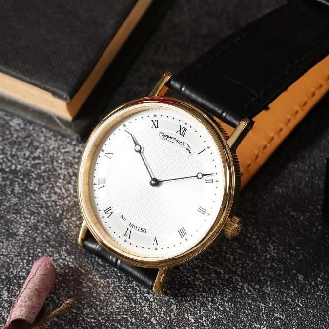 Baru Jam Tangan Pria Escapement Time Quartz  Movement  Watch 38.5mm Case Waterproof 50M Blue Heat Tr