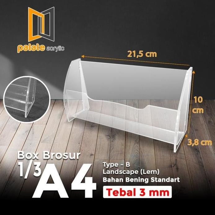 

New AKRILIK TEMPAT BROSUR / RAK / BOX 1/3 A4 TYPE B LANDSCAPE - MODEL JADI