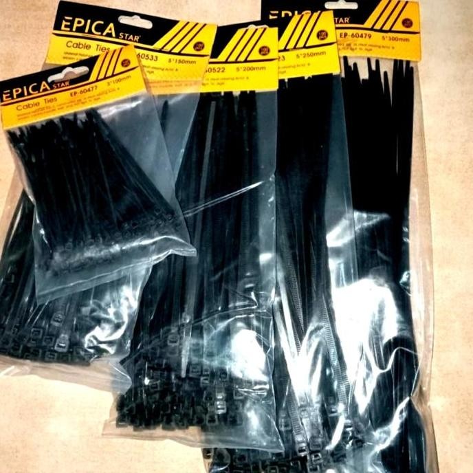 

New Kabel Ties 5x150 15 cm lebar 5mm isi 100 pcs per pack HITAM