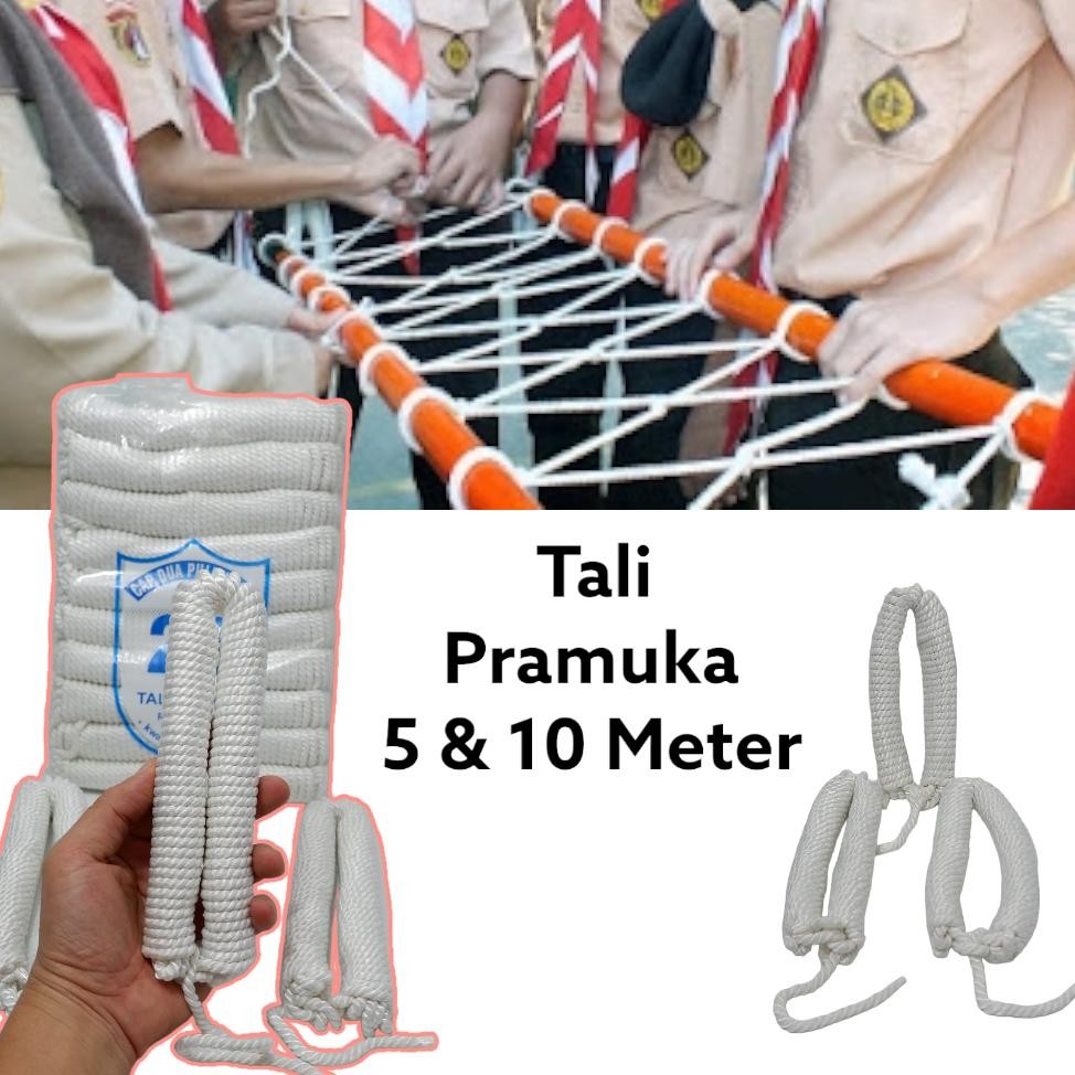 

Rd1- Tali Tambang Tali Koor Kur Pramuka 5 M 10 M Tali Marlon Putih Pramuka