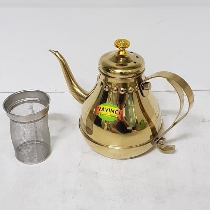 Tea Pot Kettle Gold Unik | Teko Aladin | Teko Teh Dengan Saringan