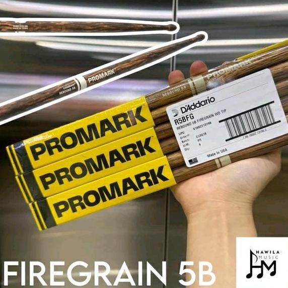 Stick Drum Stick Promark R5Bfg Rebound 5B Fire Grain Wd Tip / Sepasang