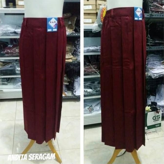 (Expert) Rok Rempel Panjang SD Merah Seragam Sekolah Bahan Nagata Drill