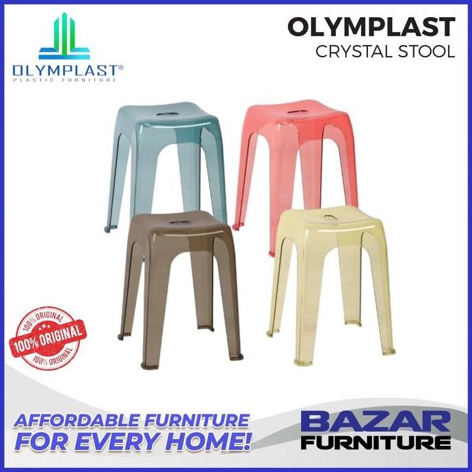 Olymplast Kursi Bangku Bakso Baso Plastik Square Stool Crystal Tumpuk Bening Transparan