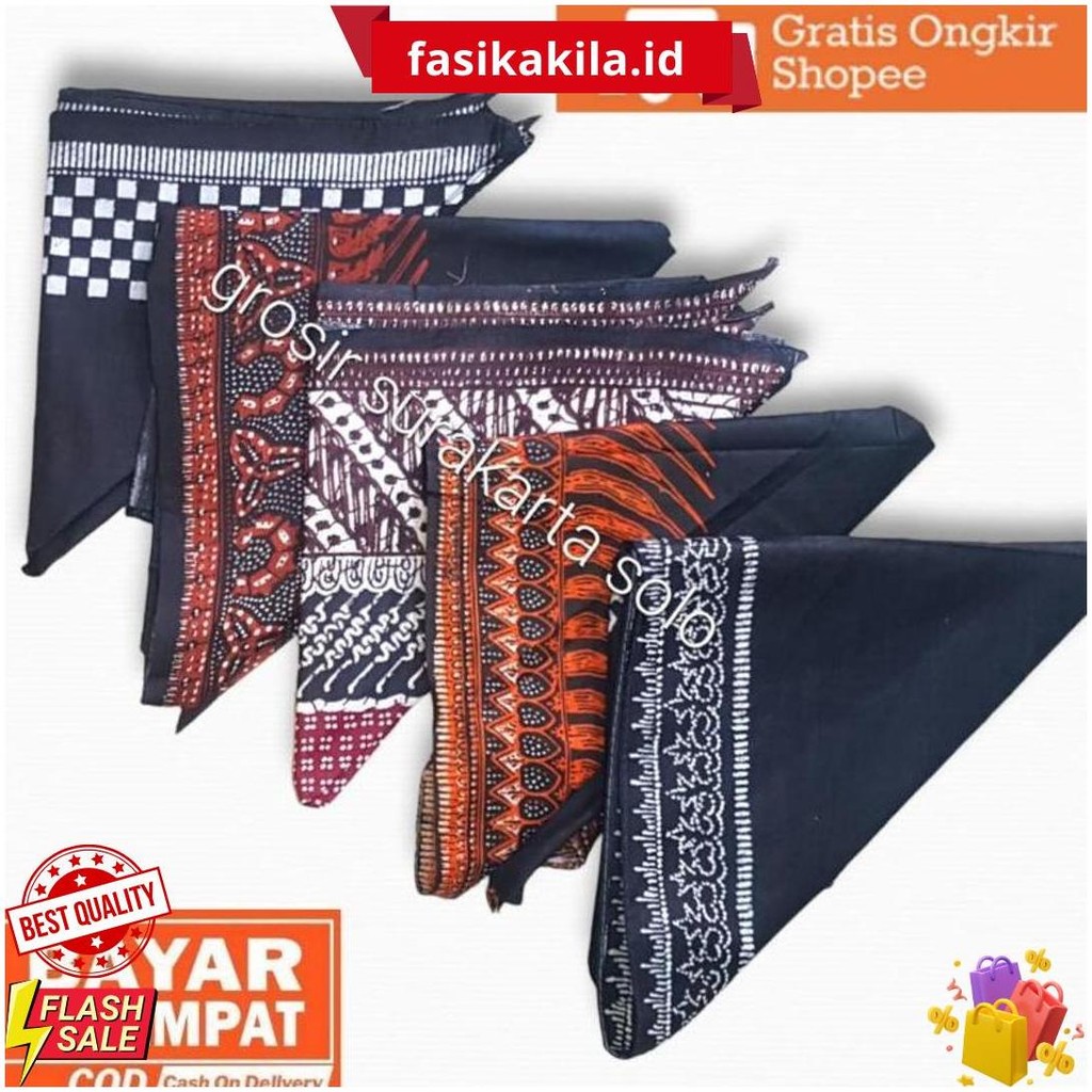 Iket Kepala Batik Segitiga - Udeng Ikat Segitiga Motif Batik - Ikat Kepala Jawa Tengah/Udeng Jaranan