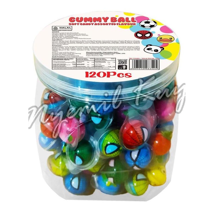 

Hoopie Permen Gummy Ball Soft Candy Assorted Flavour Soft Jelly Gummy Candy Viral 270G