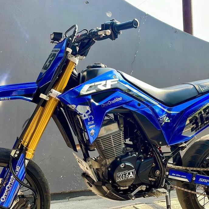 Decal CRF 150L Stiker CRF 150L Decal crome biru hitam hologram silver crhome biru supermoto full bod