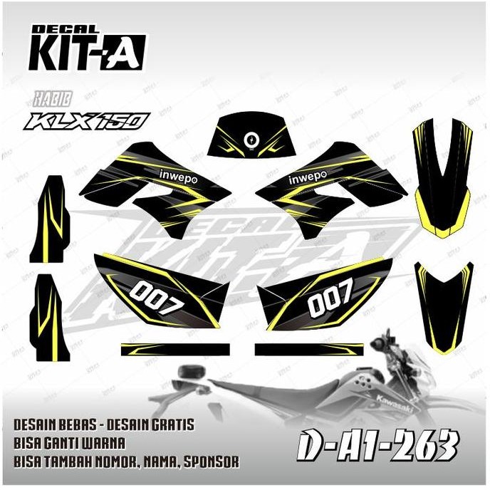 Decal Sticker Klx 150 S Hijau Hitam Striping Stiker Klx 150 Minimalis