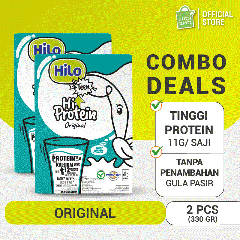 Twin Pack - HiLo Teen HiProtein Original 10 Sachet - Susu Remaja Tinggi Kalsium dan Protein