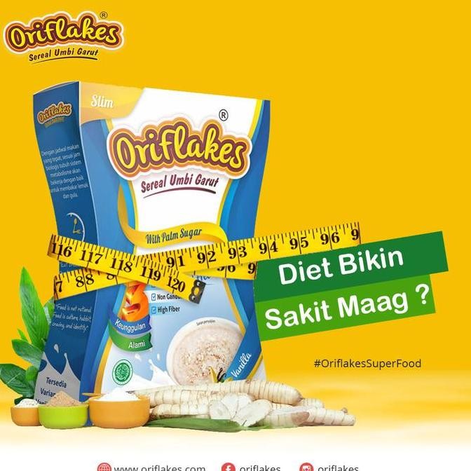 

Oriflakes Slim Sereal Umbi Garut Rasa Coklat 350Gr - Redakan Maag & Gerd Asli