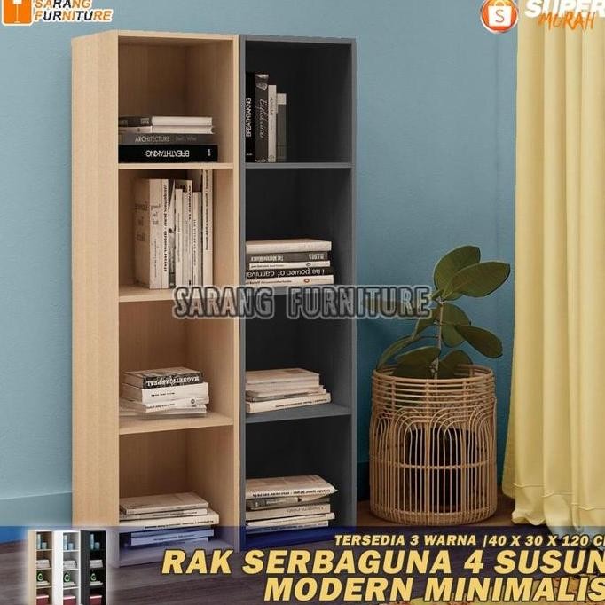 RAK BUKU SERBAGUNA 4 SUSUN LEMARI BUKU RSG 4 SUSUN RAK SERBAGUNA RAK KAYU RAK SUSUN RAK MURAH