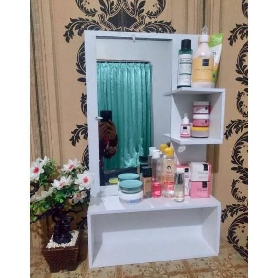 TERMURAH - Rak Lemari Kaca Cermin Rias Kosmetik Wastafel Tempat Skincare Make Up