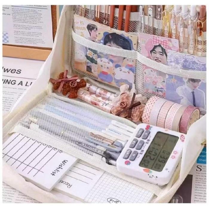 

WSS SUPER LARGE CAPACITY PENCIL CASE KAWAII CANVAS PENCIL BOX POUCH ORGANIZER 8 LAYER / 12 LAYER