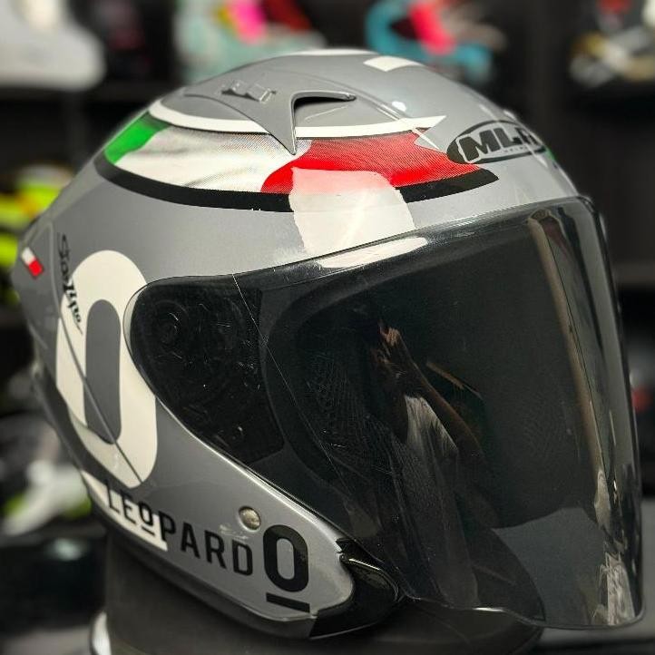 Helm Half Face Mla Hakai Motif Leopard Visor Hitam (Sni) Helm Dewasa Pria Dan Wanita