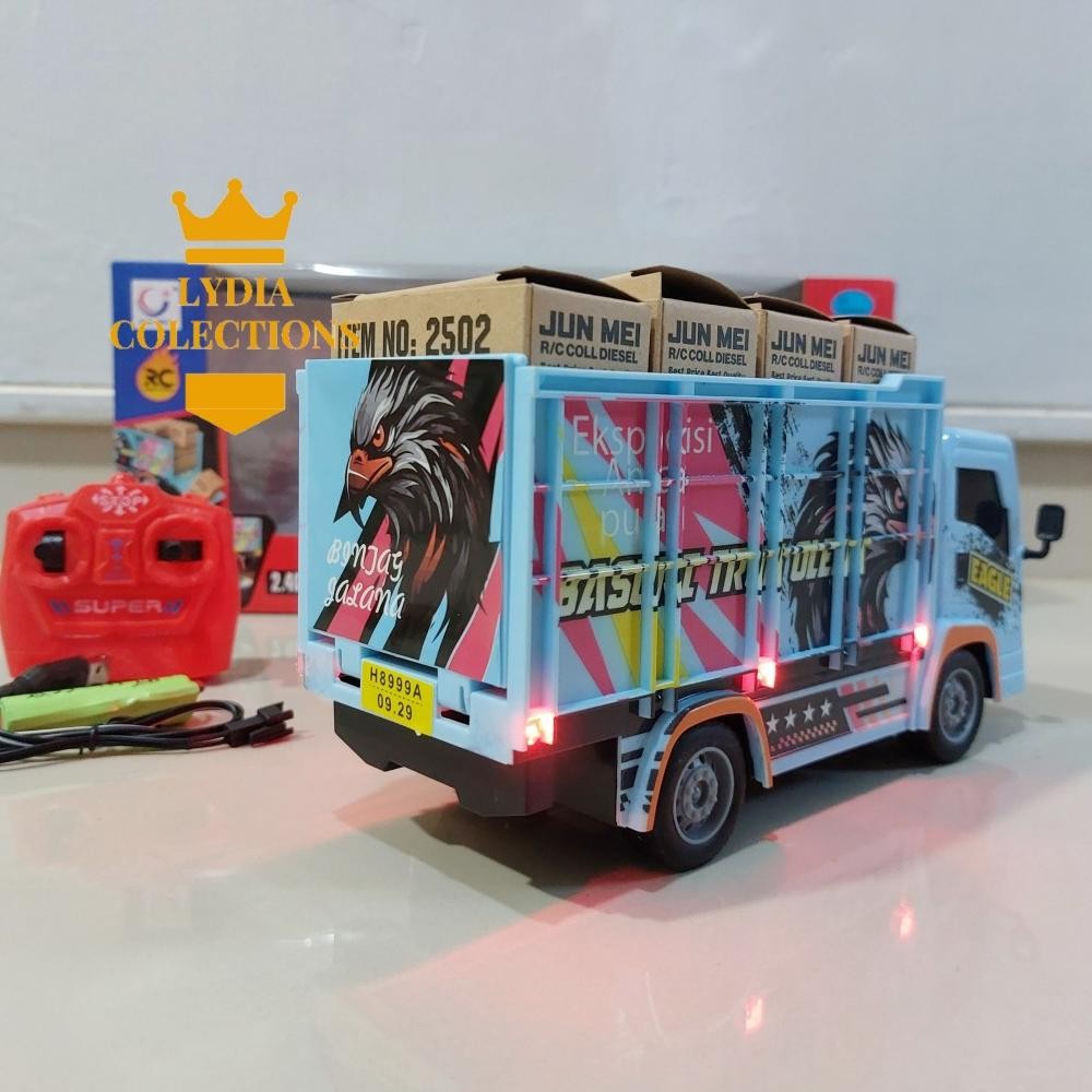 Hj-43 Mainan Rc Truk Basuri Telolet 2.4Ghz Remot Kontrol Truk Oleng Muatan Barang