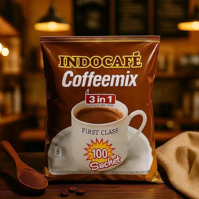

Original Indocafe Coffeemix 3 in 1 - Kopi Instan Robusta (100 Sachet / Pack)