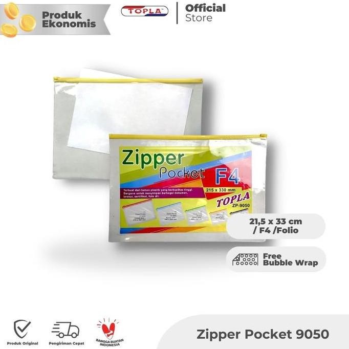 

Original Map Plastik Zipper Pocket Mika 9050 Transparan Topla Ukuran F4 Biru