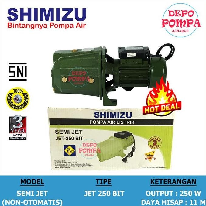 Original Pompa Air SHIMIZU Semi Jet 250 BIT Mesin Pompa Sumur Dangkal 250Watt